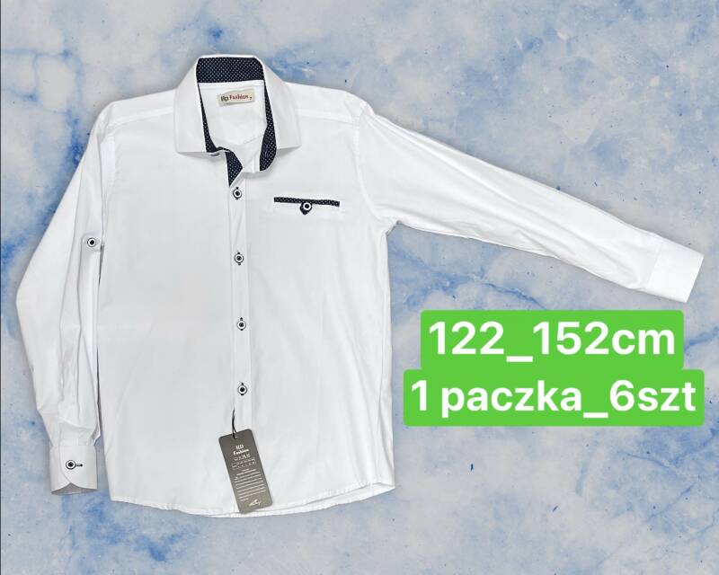 Koszule Chłopięca Roz 122-152, 1 kolor Paczka 6 szt